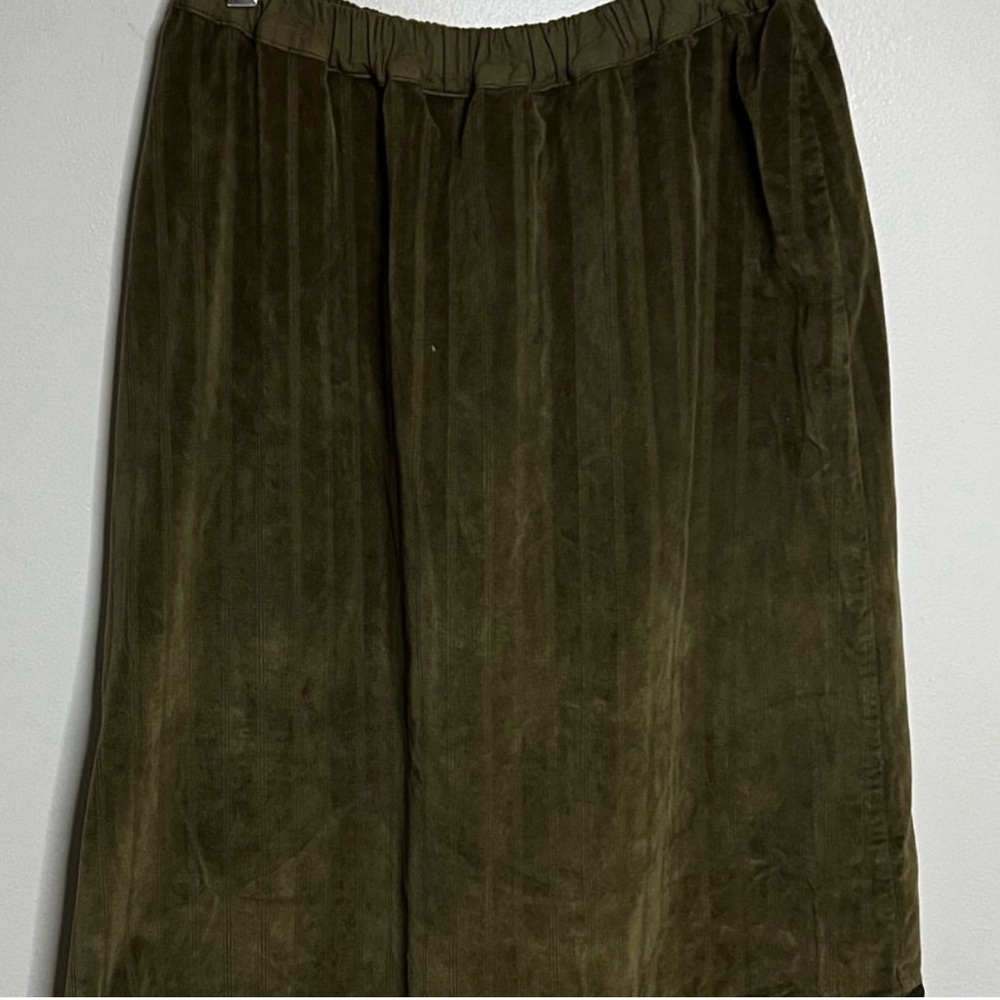 💐 NWT Cynthia Ashby Sofia Maxi Skirt Saddle Olive Green Velvet NWT